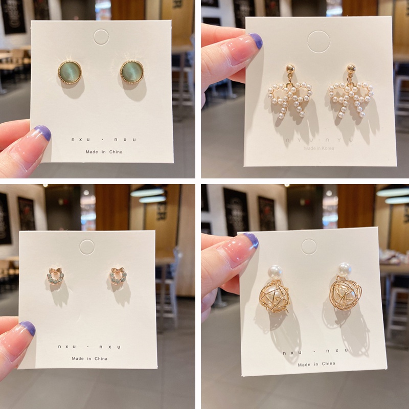 Anting Rumbai Geometris Asimetris Gaya Korea Eropa retro