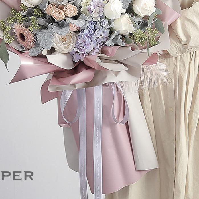 

[20 LEMBAR] Flower Wrapping Paper Bi Color Rose Gold Cellophane Kertas Bunga Korea