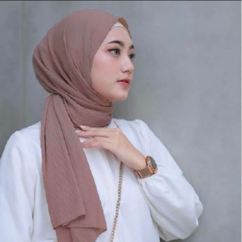 Jilbab Pashmina Full Plisket Premium Milo | Hijab Pashmina | Kerudung Pashmina | Plisket Pashmina