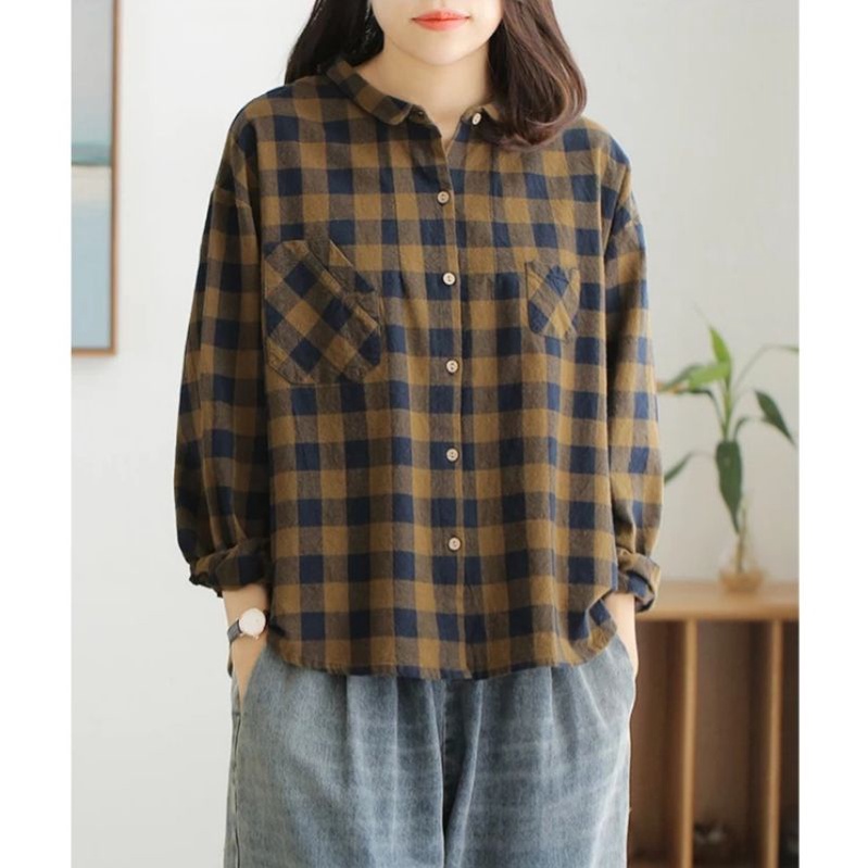 MDLV ~ 8938# Micola Plaid Shirt Kemeja Kotak Import