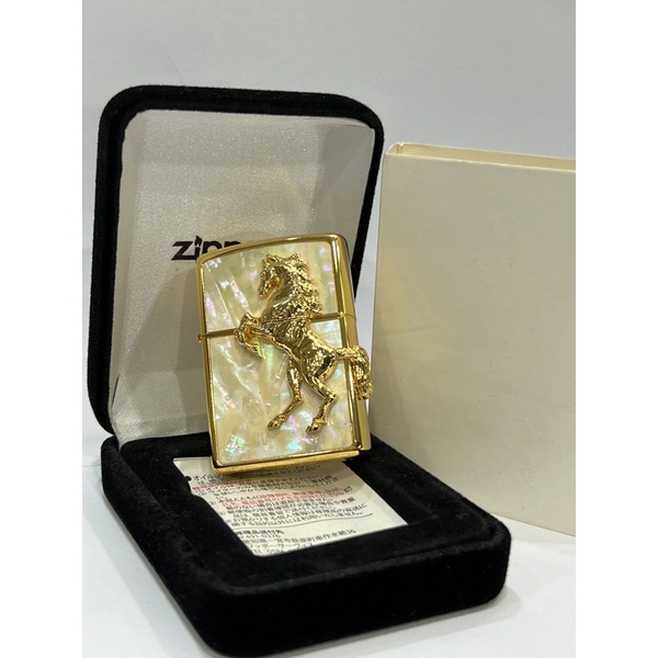 Original Zippo Winning Horse Shell Gold Plated