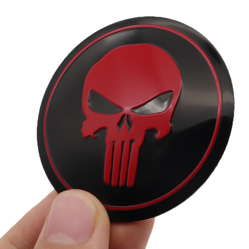 4 Pcs Sticker Emblem Dekorasi Velg Mobil Ukuran 56mm Motif SKULL