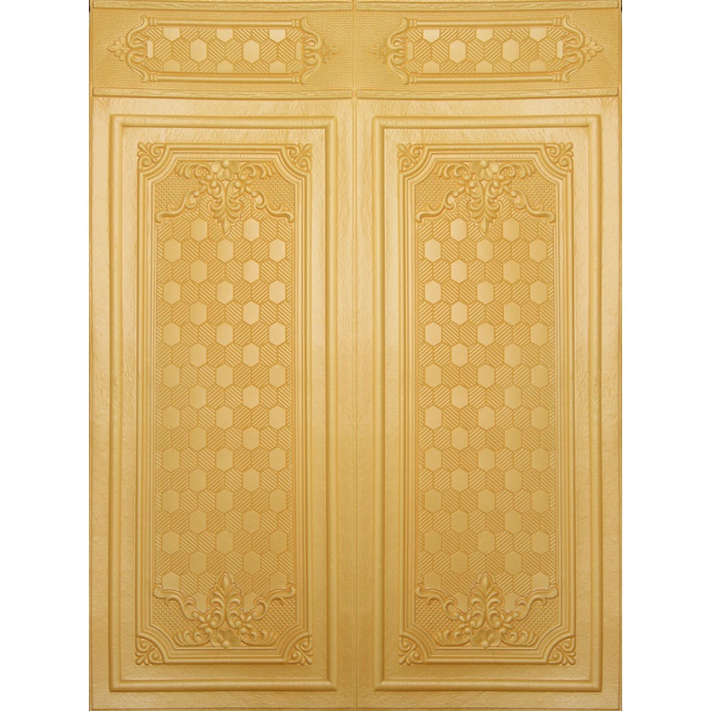 [COD] Paket 10 Lembar Wallpaper Foam 3D Motif 70 x 90 CM Wallfoam Dinding Motif Pintu Jati Stiker Panel Dinding-GOLD-A (10 LEMBAR)