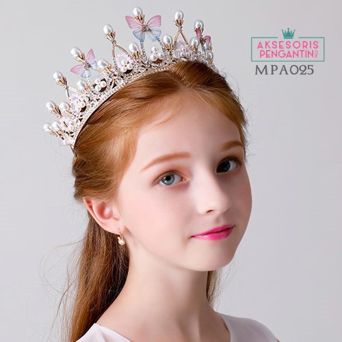 [BISA COD] Mahkota Crystal Pesta Anak Premium l Crown Rambut Emas - MPA025