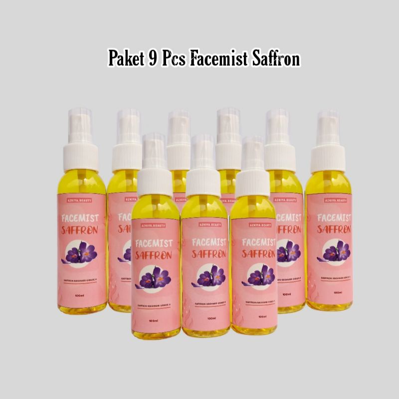 Paket 9 Pcs Facemist Saffron With Zam-zam Water Rose Water Original 100 ml Air Saffron Beauty Toner