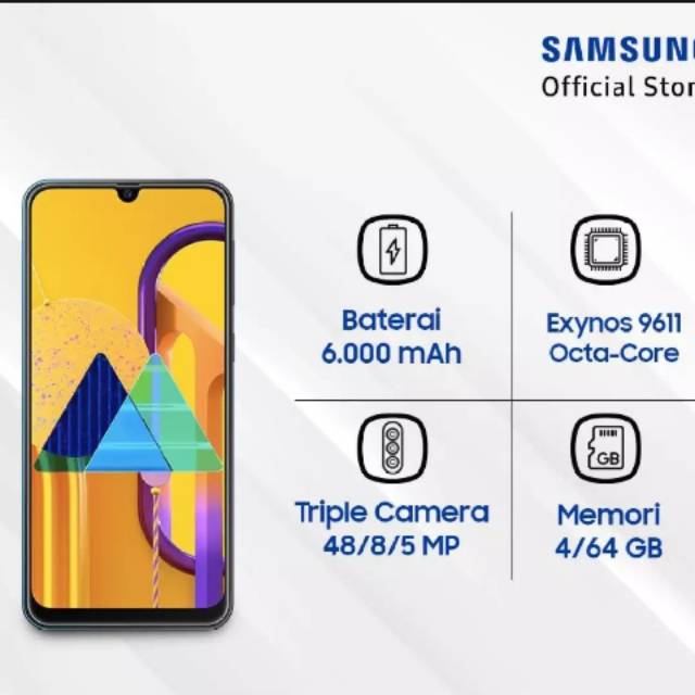 samsung m30s ram 4gb 64gb garansi resmi sein samsung