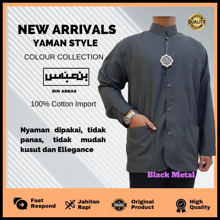 Baju Koko Yamani Habaib/hadramaut bin abbas jumbo Hitam