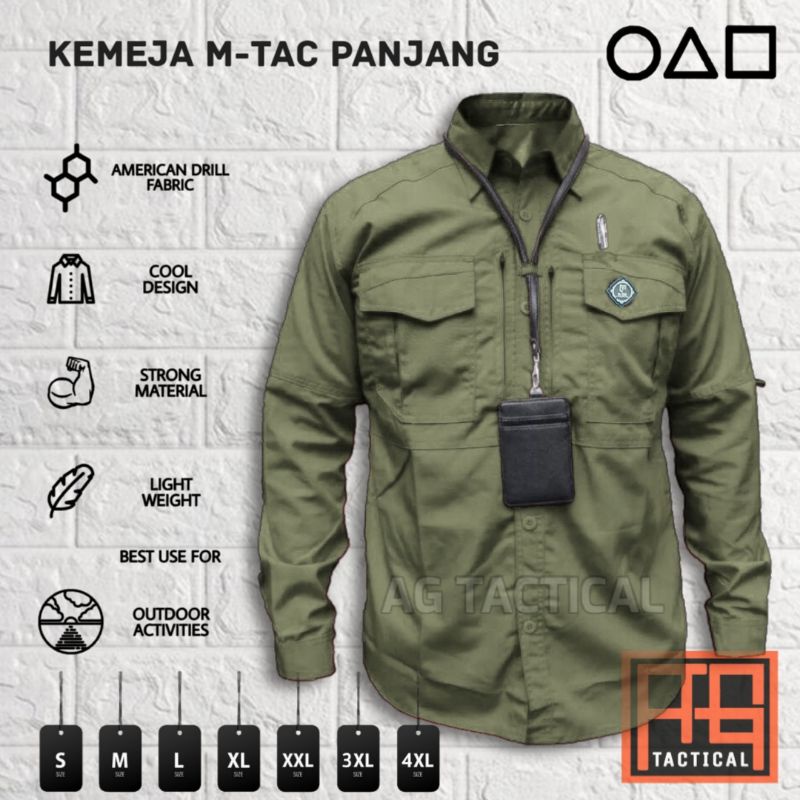 Kemeja Tactical Kemeja Free Gantungan ID Card Hem Atasan Kemeja Pria