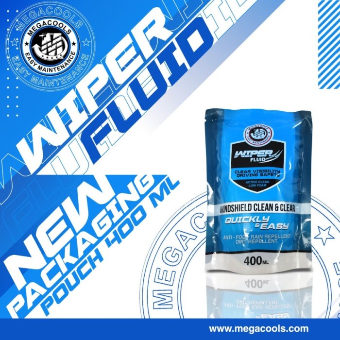 Megacools Wiper Fluid Pouch 400 ml Cairan Pembersih Kaca Mobil