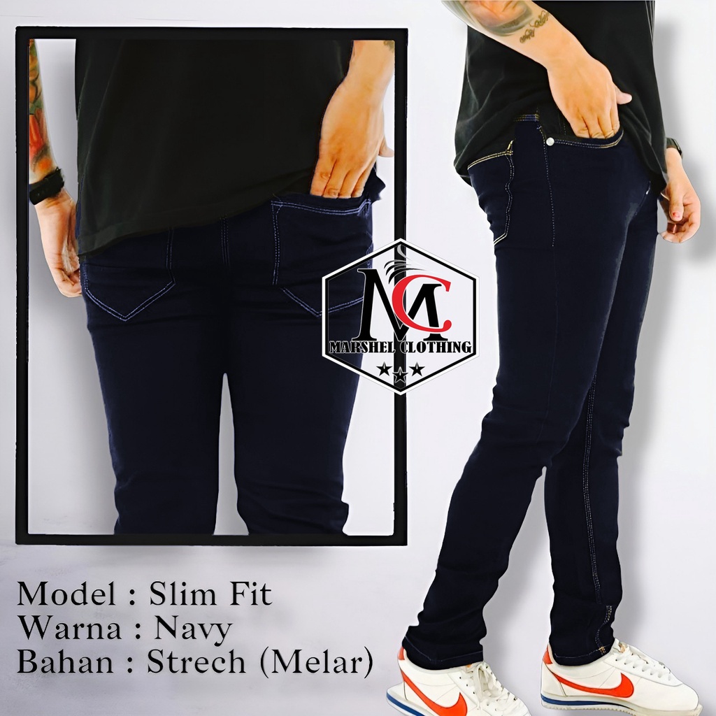 RCL - Celana Jeans Pria Jeans Cowok Slimfit Pensil Skinny Black Wosh Abu Biru Muda