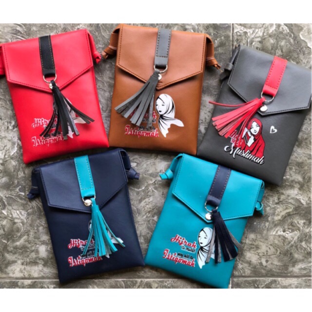 Tas selempang pocket Phone sling Bag Phone motif hijab muslimah