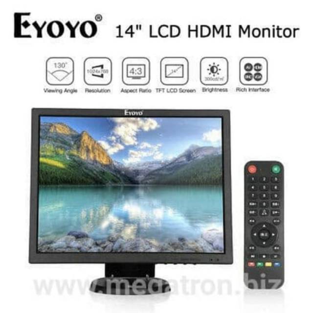 LED monitor 14 inch - input HDMI VGA RCA BNC - Ratio 4:3