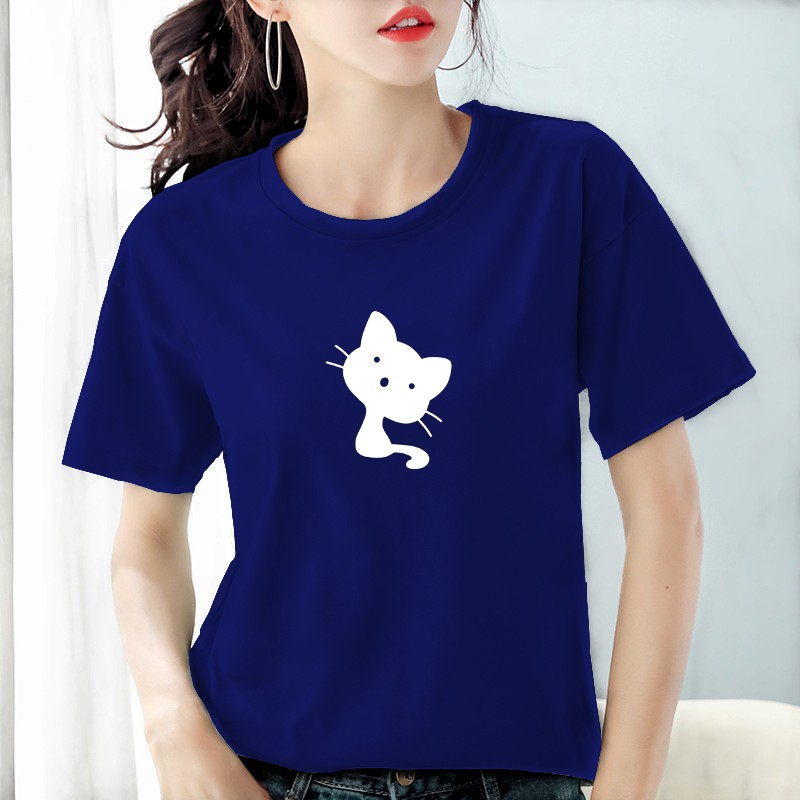 Kaos Wanita Cotton combed 30s Kucing / Baju wanita cotton combed 30s / Kaos polos wanita Bee088