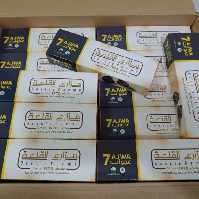 

KURMA AJWA CASTLE FARMS ORGANIC DUS ISI 80 PCS KEMASAN ISI 7 BUTIR DFDFG3545