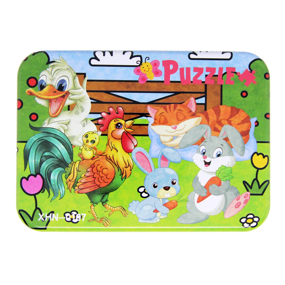 PL105 Puzzle Kayu Jigsaw Mix 4 in 1 Tepak Kaleng Mainan Anak Animal