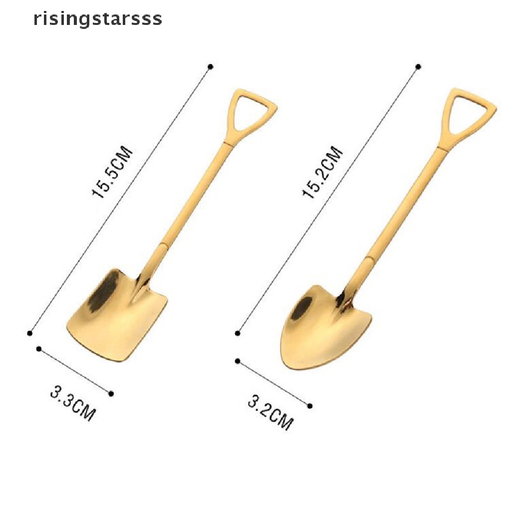 Rsid 2Pcs Sendok Teh / Es Krim / Kopi / Dessert Bentuk Sekop Untuk Hadiah