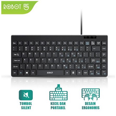 ITSTORE Keyboard ROBOT RK10 Portable Mini Wired Ultra-Thin Tombol Silent  usb Garansi Resmi 1 Tahun RK-10