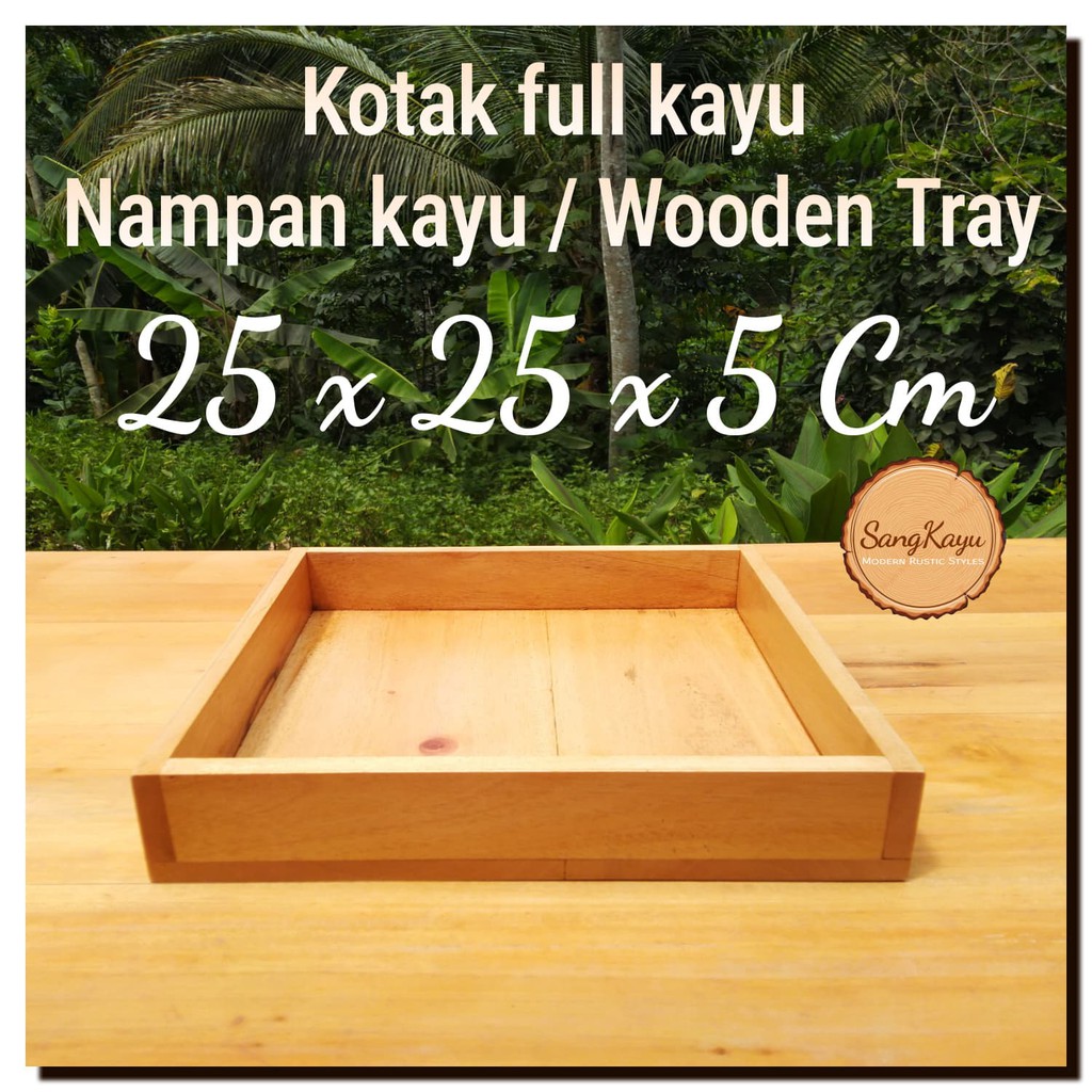 kotak kayu full 25x25x5 Wooden Tray Nampan kayu kotak penyimpanan