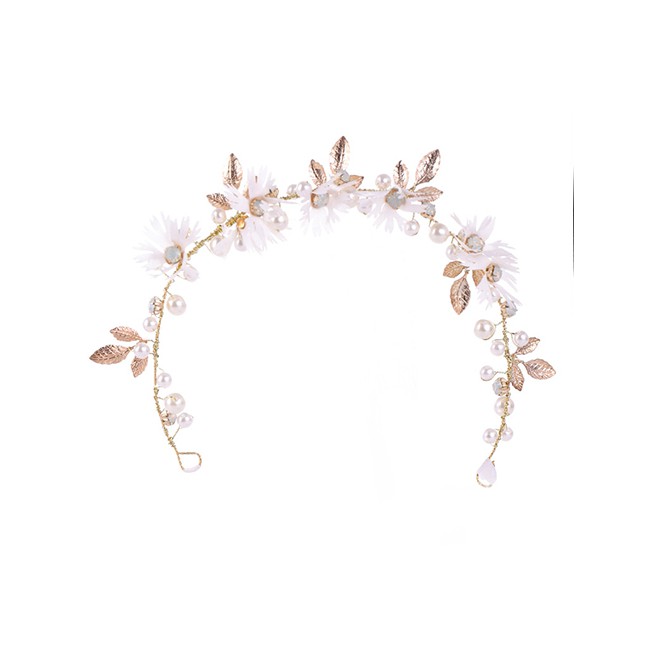 LRC Aksesoris Rambut Fashion White Flower Leaf Hair BandFashion White Flower Leaf Hair Band F47662