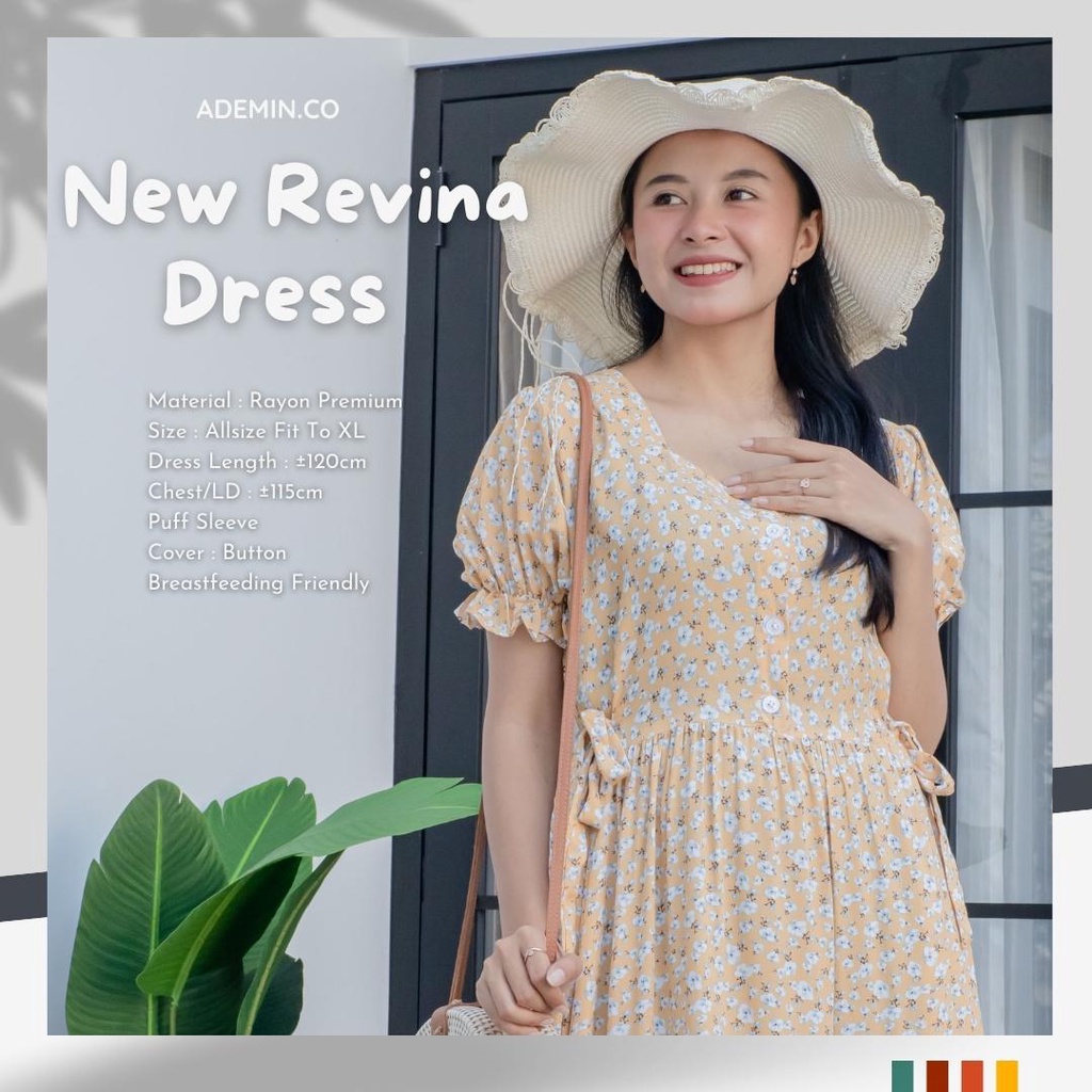 REVINA Long Dress Rayon Premium | Daster Panjang Busui Semata Kaki By Ademin.Co