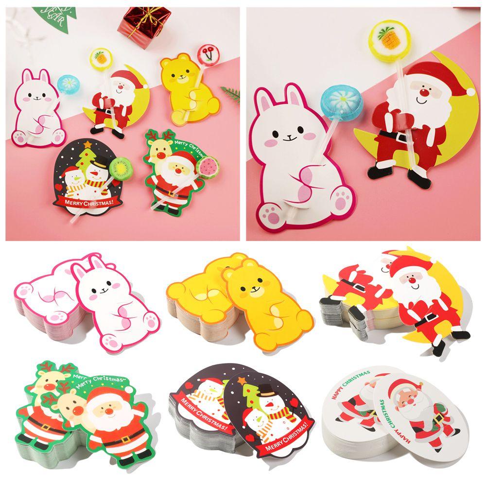 Top 50Pcs Kartu Packing Christmas Decor Party Santa Claus Snowman