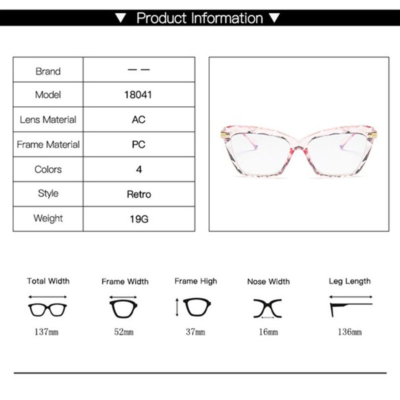 [ACKER] Optik Mata Kucing Mode Computer Kacamata Wanita Transparan Untuk Wanita