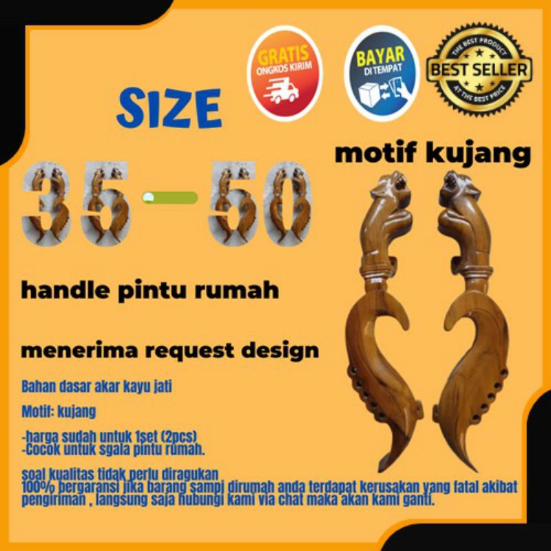 HANDLE PINTU RUMAH CUSTOM | TARIKAN PINTU RUMAH KAYU JATI MOTIF KUJANG ANTIK