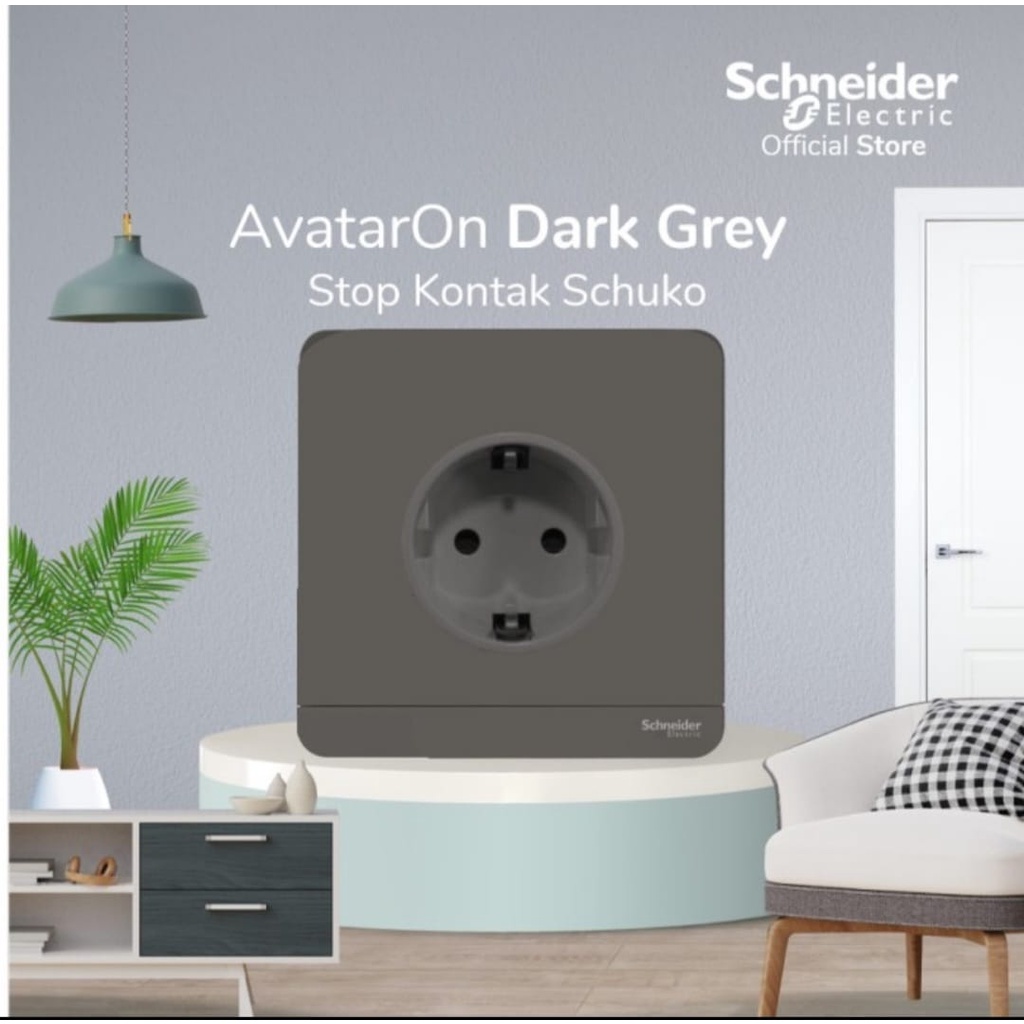 Stop Kontak Schneider AvatarOn Dark Grey / Abu abu E83426_16S_DG_G3