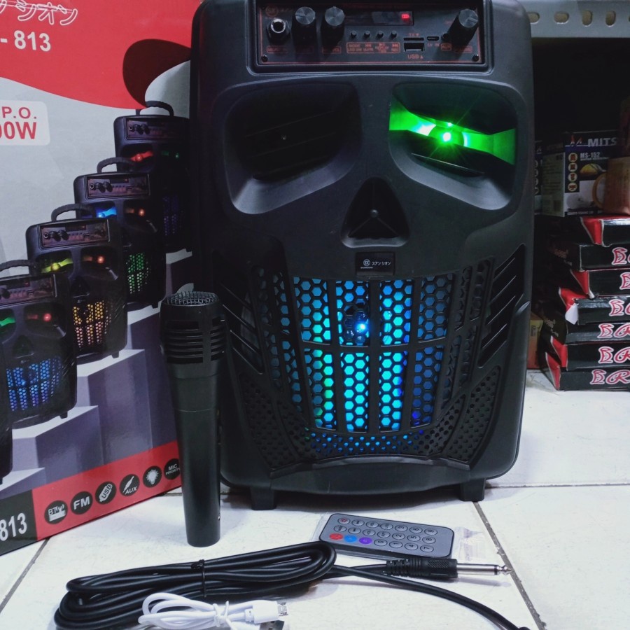 SPEAKER BLUETOOTH SHUANGXIONG SX-813 MODEL TERBARU GRATIS MICROPHONE + REMOT SUARA EXTRA BASS BERKUALITAS