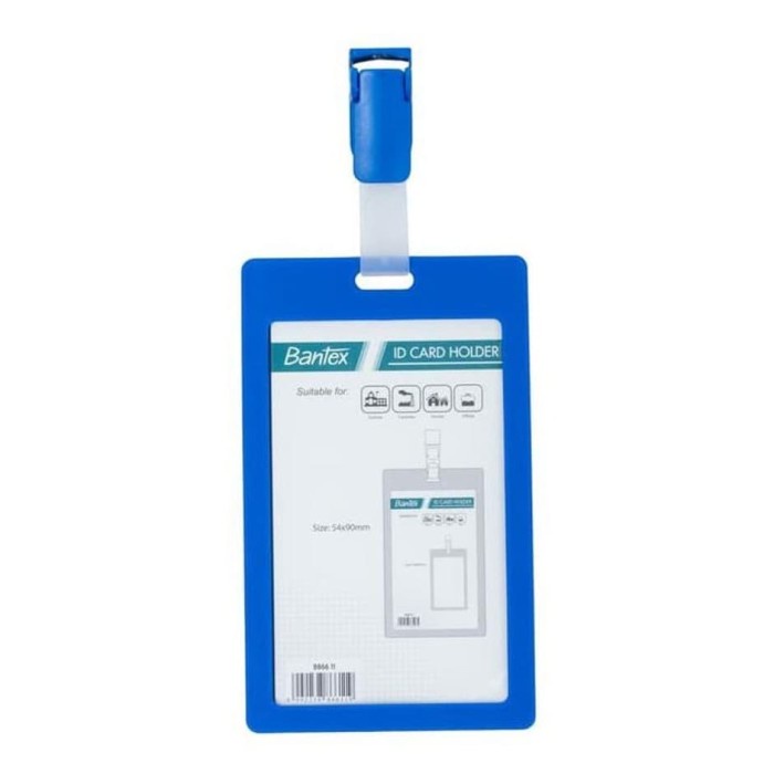 

Hemat Id Card Holder 54 X 90 Mm Potrait + Clip Bantex 8866-11 Cobalt Blue Gilaa!!!