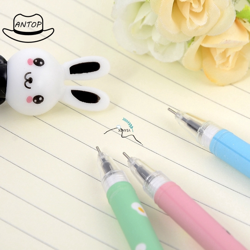 Antop！Pulpen Rabbit Brunch Hitam Gel Pena  Kelinci Lucu Alat Tulis Siswa