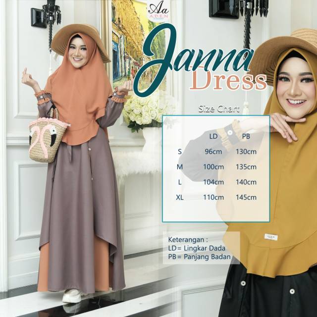 JANNA DRESS ADEN/GAMIS ADEN SET TERBARU