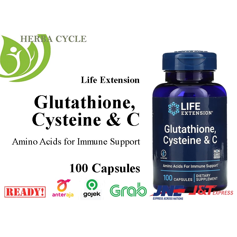 Life Extension Glutathione Cysteine &amp; C 100 Capsules Daya Tahan Tubuh ORI USA