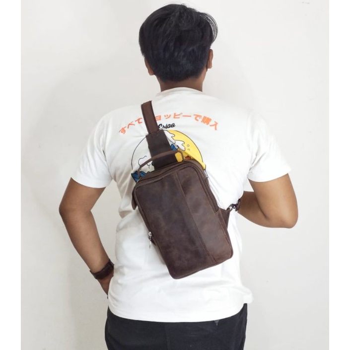 Tas Classic Slingbag Dada Full Kulit Sapi Asli Crazy Horse