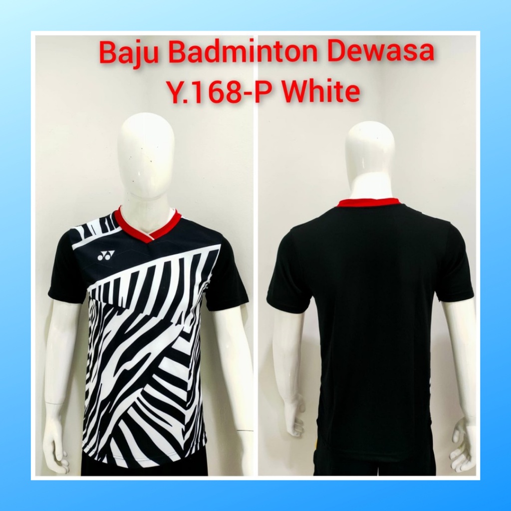 Kaos badminton pria jersey bulutangkis baju atasan jersy wanita dewasa t-shirt outfit seragam kostum olahraga casual suit pakaian jarsey oblong apparel sports jersi bulu tangkis Y168 putih polos