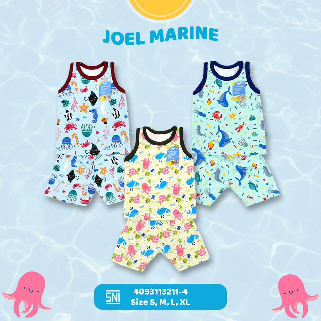 Joel Setelan Singlet Bayi Anak New Born Katun Motif Laki Laki Perempuan SNI