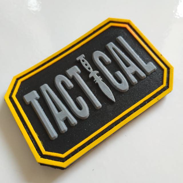 Patch rubber TACTICAL lis kuning/tempelan karet emblem velcro airsoft outdoor