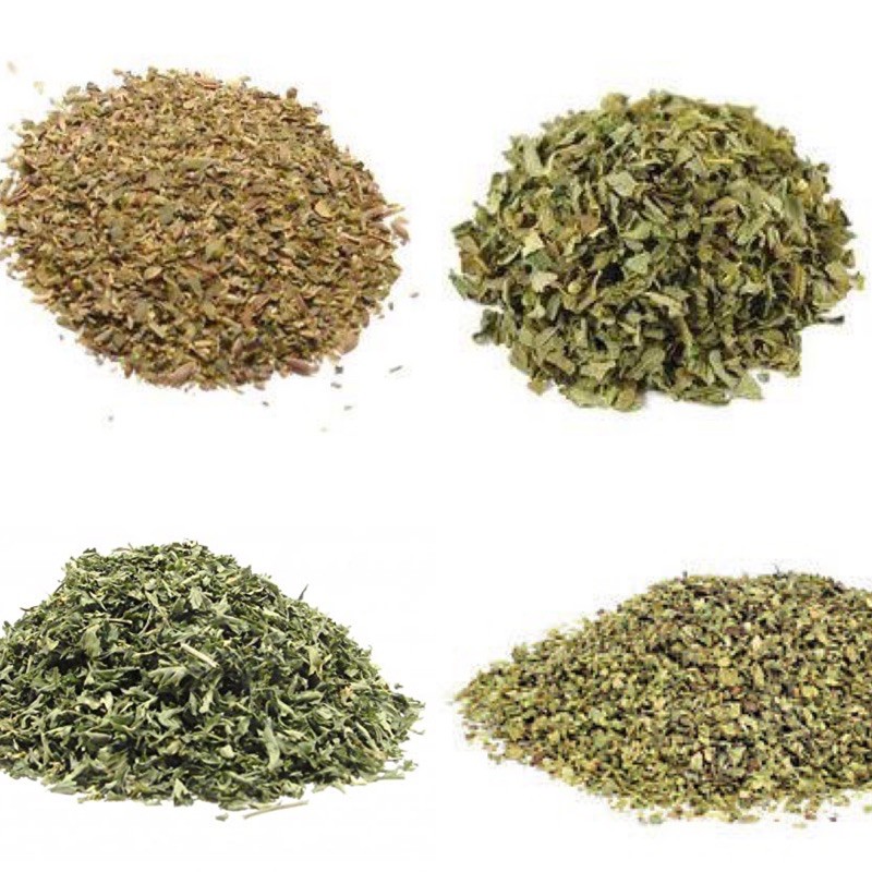 Oregano 100gr, Parsley Flakes 100gr, Basil Leaves 100gr, Italian Herbs 100gr