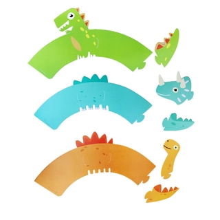 12pcs/set Wrapper Cupcake Motif Hewan Dinosaurus Safari Hutan Untuk Dekorasi Ulang Tahun Anak #7