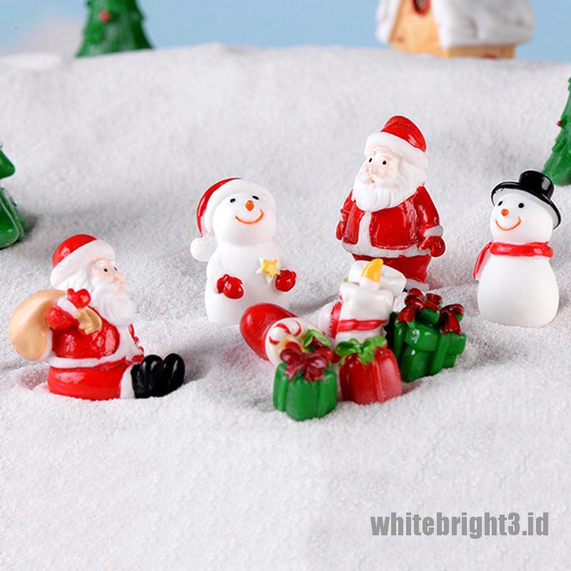 (white3) Miniatur Santa Claus / Snowman / Pohon Natal DIY Untuk Dekorasi Taman