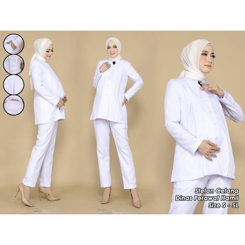 Pemda Hamil Perawat / Baju Hamil Putih /  Seragam Pemda Hamil / Seragam Pemda Hamil Putih / Baju Hamil Bidan / Baju PNS Wanita Putih / Baju PNS Khusus Hamil / Baju ASN putih