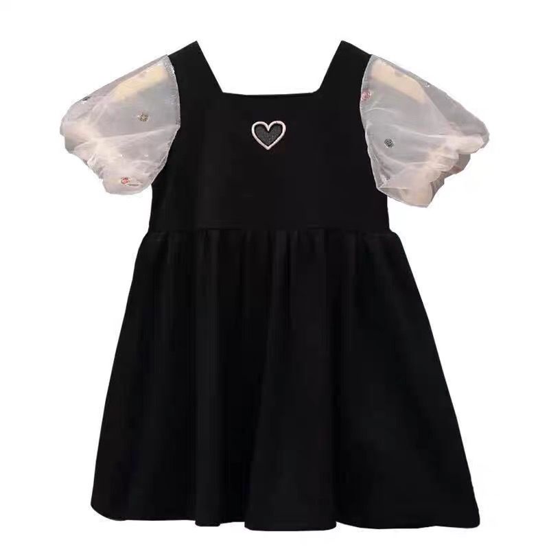 Midi Dress Hitam Anak Perempuan Transparant Love