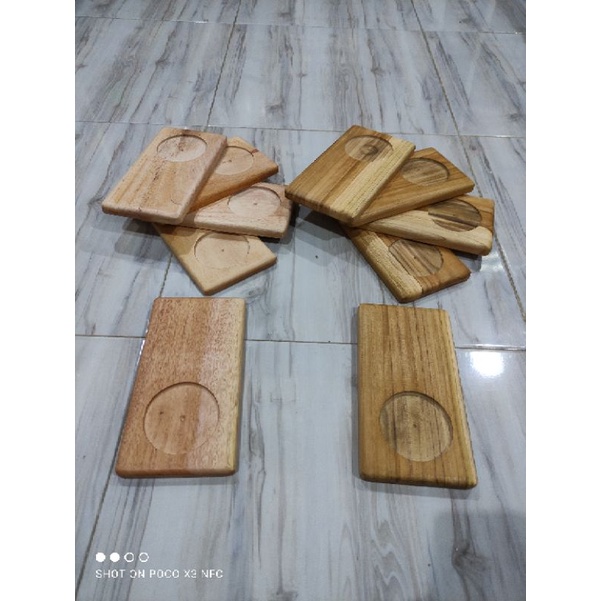 Tatakan gelas / Alas gelas Kayu / Tatakan kayu JATI MAHONI PINGUL Coak 8cm