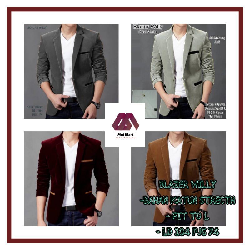 Blazer Willy Blazer Pria Dewasa Blazer Import Blazer 3 Kantong