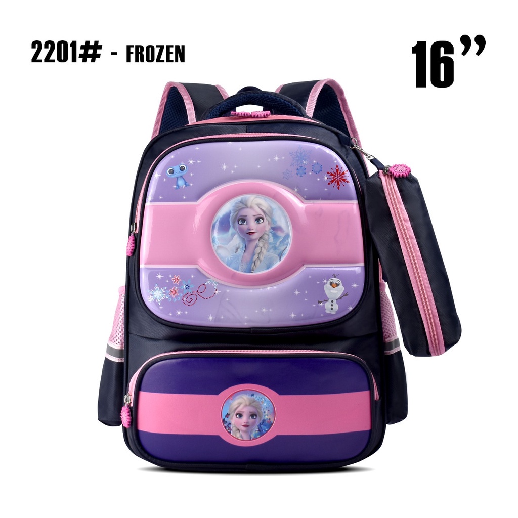 (RF) Tas Cartoon Sekolah 2201 16 Inch Tas Ransel Anak SD Laki Laki Dan Perempuan (Free Kotak Pensil)