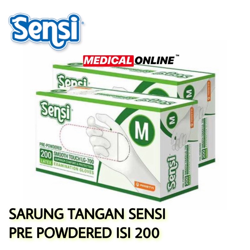 SARUNG TANGAN SENSI LATEX PRE POWDERED ISI 100 PER BOX MEDICAL ONLINE MEDICALONLINE