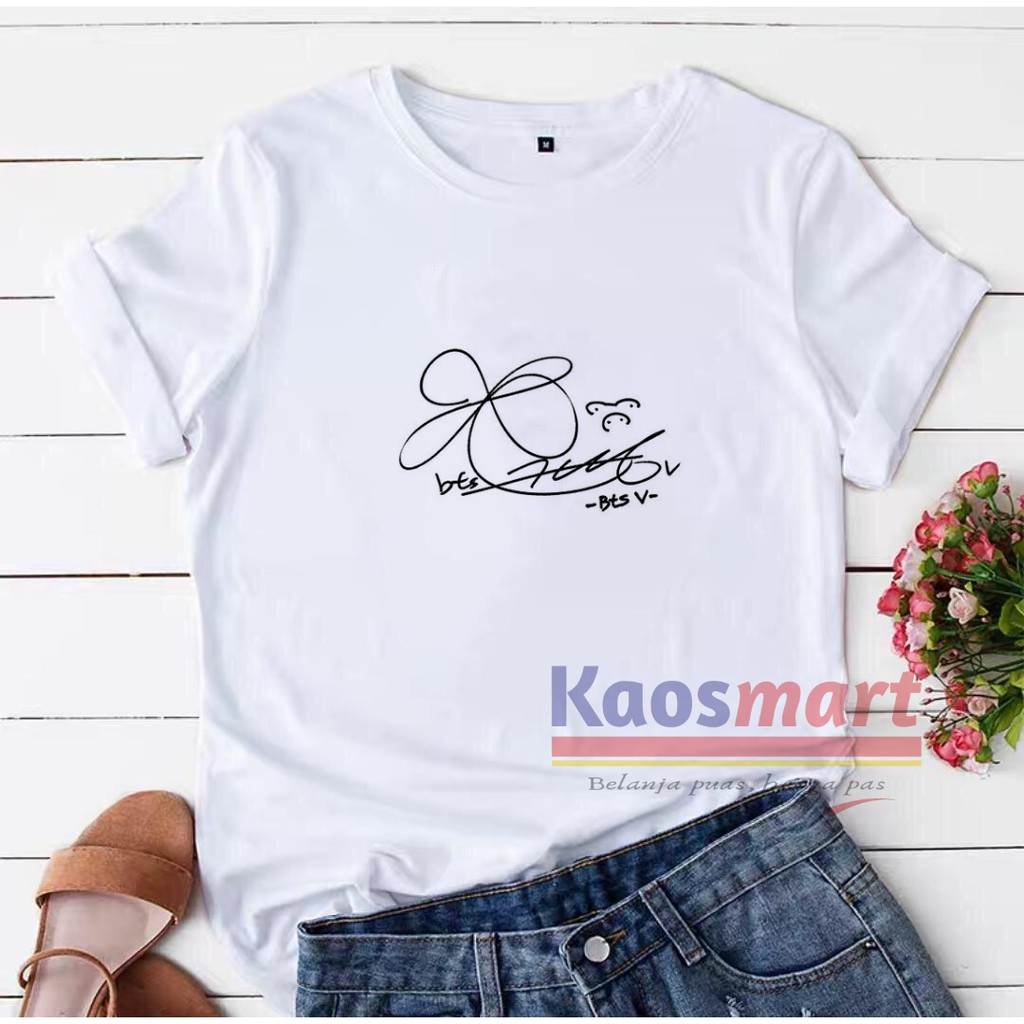 KAOSMART - KAOS BTS V - KAOS TANDA TANGAN BTS