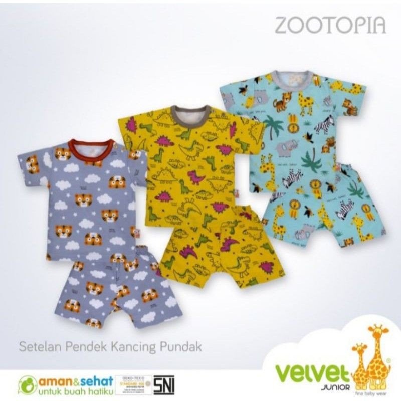 VELVET Setelan Pendek Kancing Bahu XL Baju Anak 2-3th