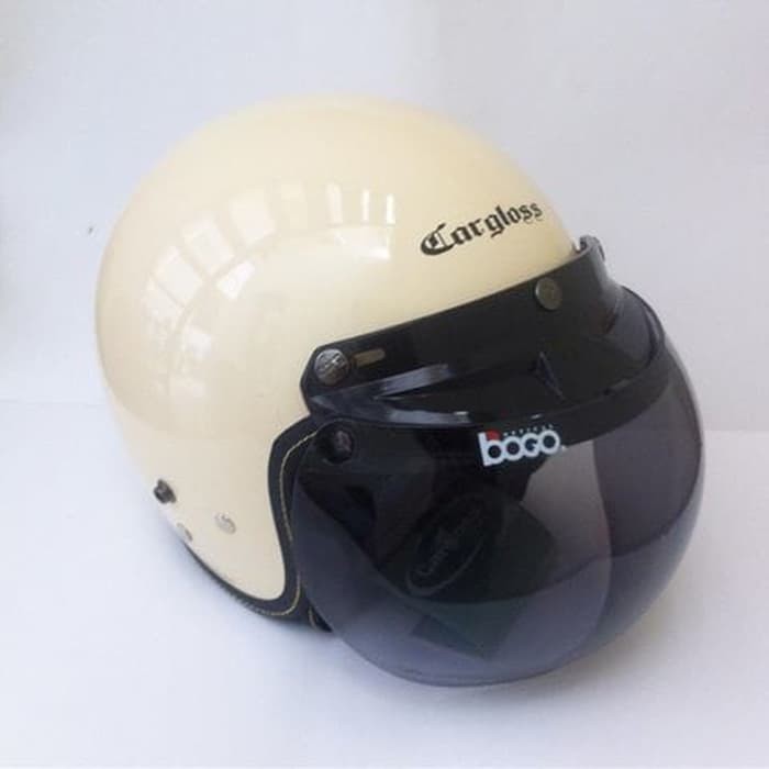 Helm Black Doff Cargloss + visor kaca ORI - Putih