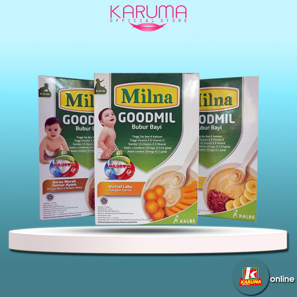 Milna Goodmil Beras Merah, Goodmil Peach Strowberi, Goodmil Wortel Labu 120gr
